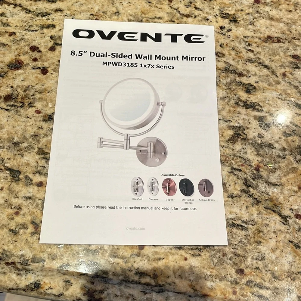 Ovente Wall Mount Makeup Mirror - Antique Brass
